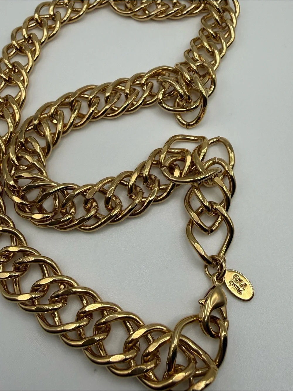 Kenneth Jay Lane Polished Gold-Tone Double Link Necklace